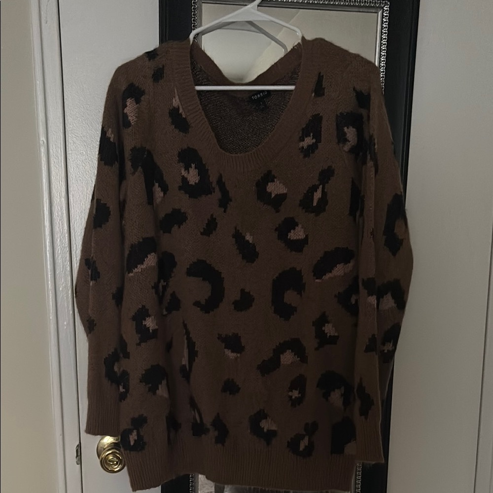 Torrid size 1. Cozy Brown Leopard Print Sweater